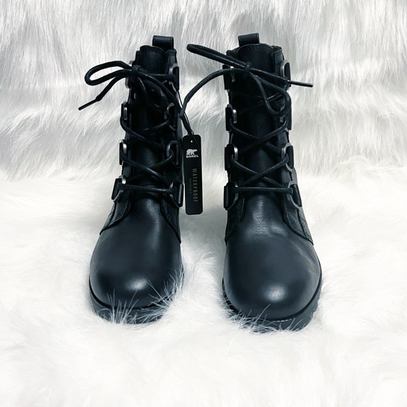 Sorel NWT Black Cate Lace-Up All-Leather Bootie Size 6.5 - Picture 13 of 16